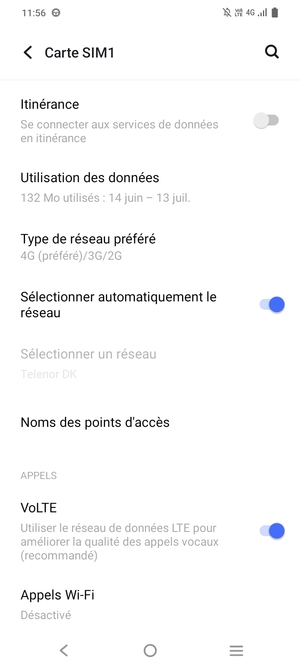 Faites défiler et sélectionnez Noms des points d'accès