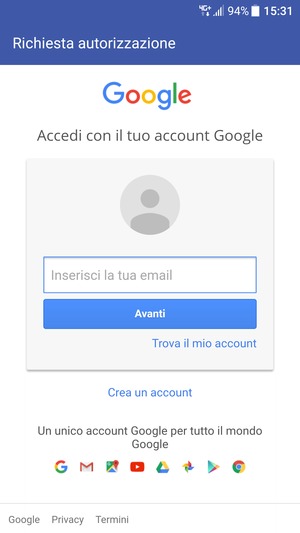 Inserisci il tuo indirizzo email e seleziona Avanti
