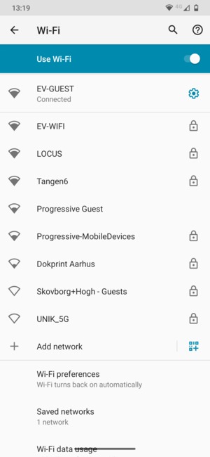 You are now connected to the Wi-Fi network