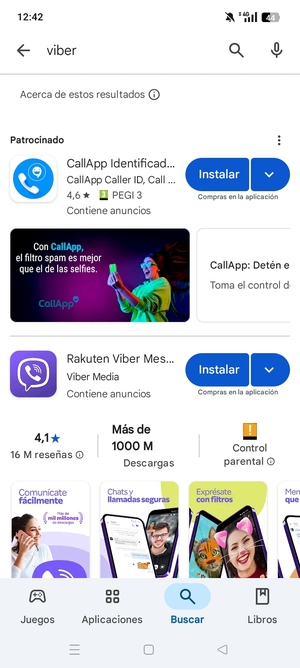 Seleccione la aplicación
