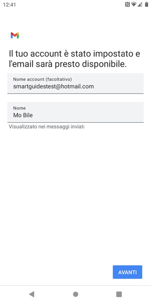 Scegli un nome per il tuo account e inserisci il tuo nome. Seleziona AVANTI