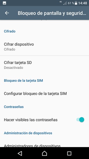 Para cambiar el PIN de la tarjeta SIM, vuelva al menú Bloqueo de pantalla y seguridad, desplácese y seleccione Configurar bloqueo de la tarjeta SIM