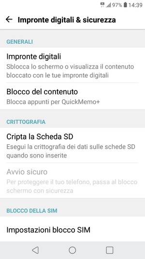 Seleziona Impostazioni blocco SIM