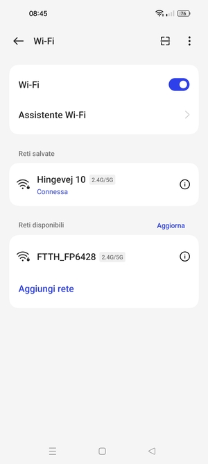 Ora sei connesso alla rete Wi-Fi