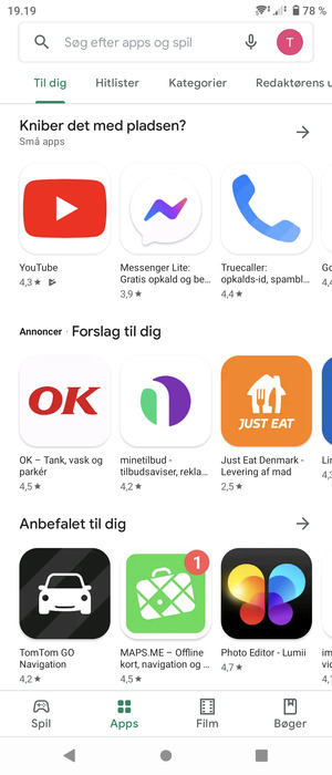 Vælg søgefeltet