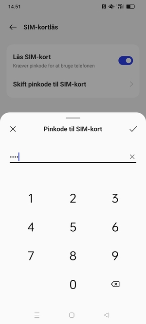 Indtast din Nuværende PIN-kode til SIM-kort og vælg OK