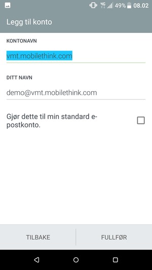 Gi kontoen din et navn, og skriv inn navnet ditt. Velg FULLFØR