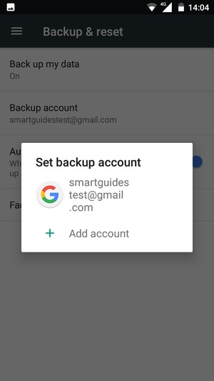 Select your backup account