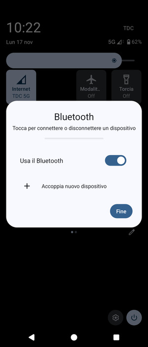 Disattiva Usa il Bluetooth
