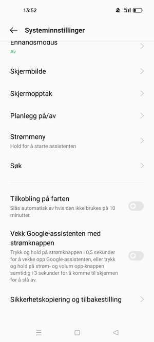 Bla til og velg Sikkerhetskopiering og tilbakestilling
