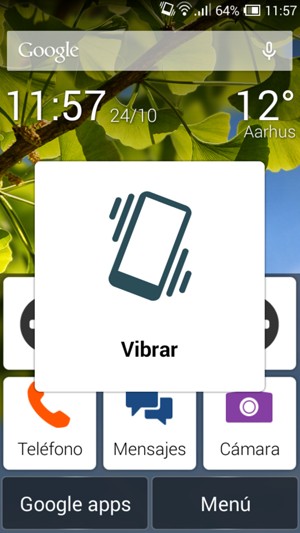 Presione una vez más para el modo de vibración, el cual es aprobado con una vibración corta