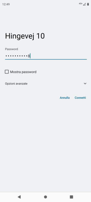 Inserisci la password del Wi-Fi e seleziona Connetti