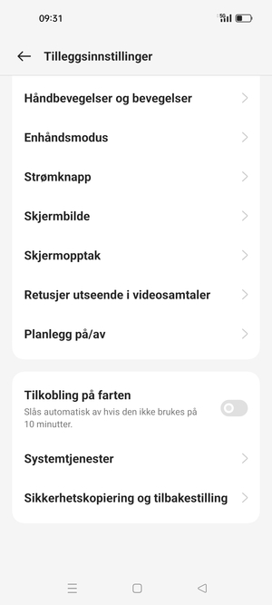 Bla til og velg Sikkerhetskopiering og tilbakestilling