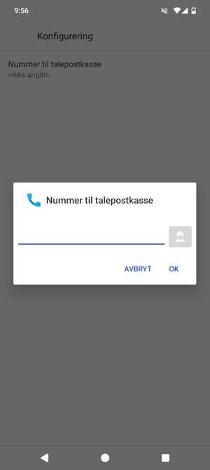Skriv inn Nummer til talepostkasse og velg OK