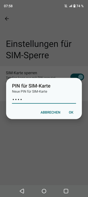 Geben Sie Ihre Neue PIN der SIM-Karte ein und wählen Sie OK