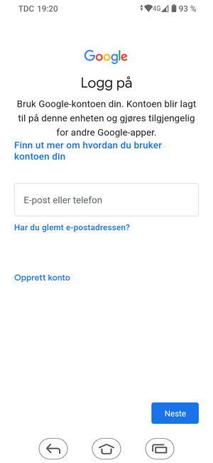 Skriv inn e-postadresse og velg Neste