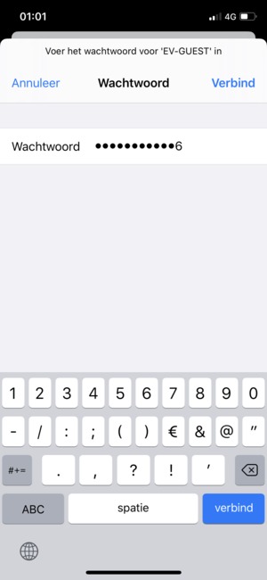Voer het WiFi-wachtwoord in en selecteer Verbind