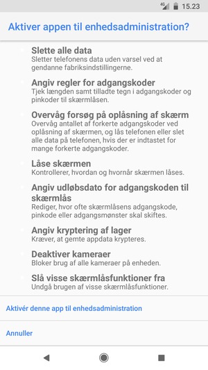 Scroll til og vælg Aktivér denne app til enhedsadministration
