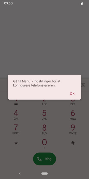 Hvis din telefonsvarer ikke er sat op, vælg OK