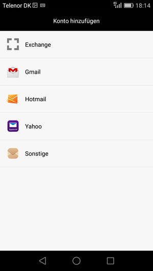 Wählen Sie Gmail oder Hotmail