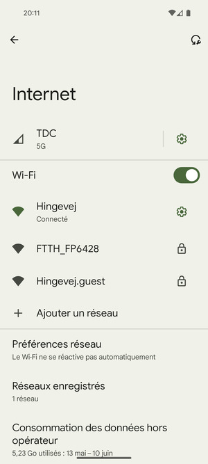Vous êtes maintenant connecté au réseau Wi-Fi