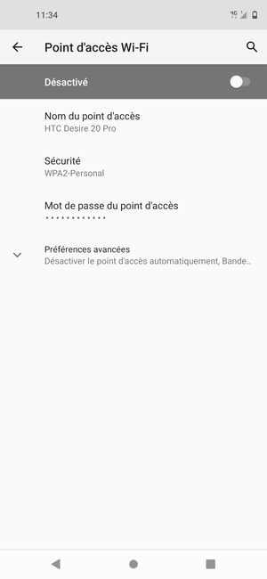 Sélectionnez Mot de passe du point d'accès