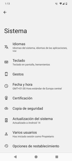 Seleccione Actualización del sistema