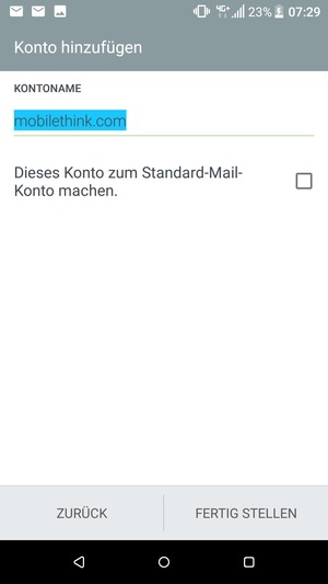 Geben Sie Ihrem Konto einen Namen und wählen Sie FERTIG STELLEN