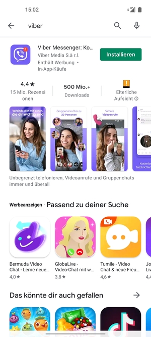Wählen Sie die App