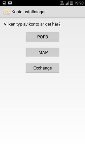Välj POP3 eller IMAP