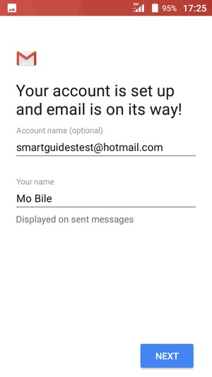 Give your account a name and enter your name. Select NEXT