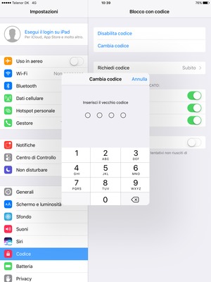 Inserisci il vecchio codice di accesso