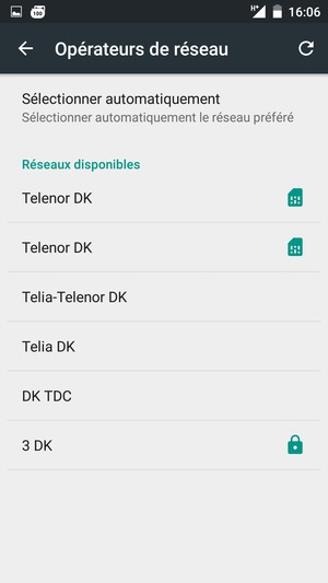 Sélectionnez un opérateur réseau dans la liste