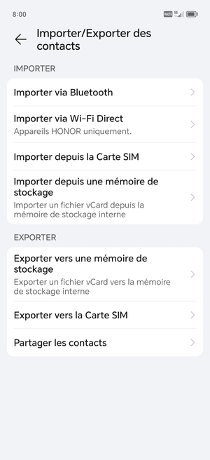 Sélectionnez Importer depuis la Carte SIM