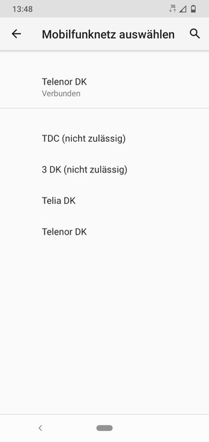 Wählen Sie einen Netzbetreiber von der Liste