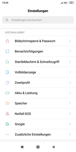 Um Ihre Bildschirmsperre zu aktivieren, gehen Sie zum Einstellungen Menü und wählen Sie  Bildschirmsperre & Passwort