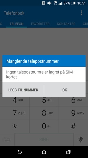 Hvis personsvar ikke er innstilt, velg LEGG TIL NUMMER