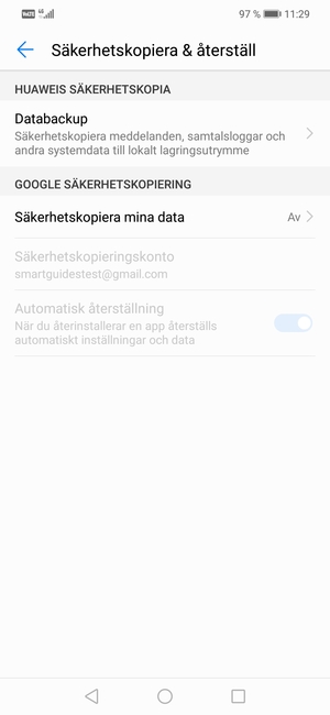 Välj Säkerhetskopiera mina data