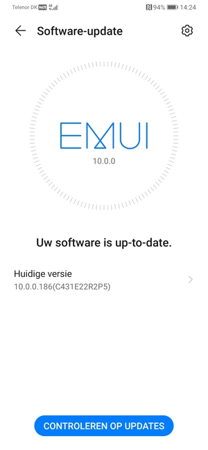 Als uw telefoon up-to-date is, zult u het volgende scherm zien