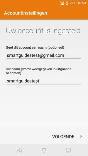 Geef uw account een naam en voer uw naam in. Selecteer VOLGENDE