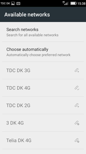 Select a network operator from the list