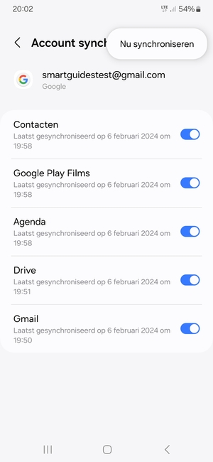 Selecteer Nu synchroniseren