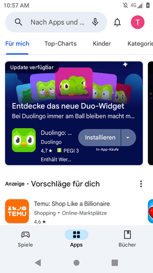 Wählen Sie die Suchleiste
