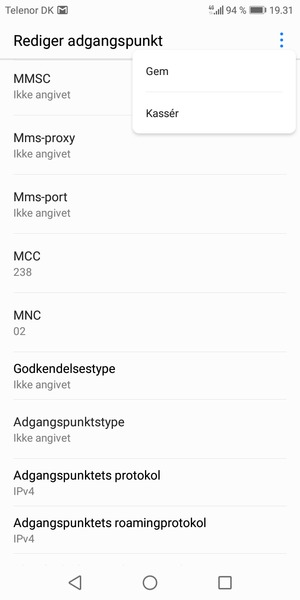 Vælg Menu-knappen og vælg Gem