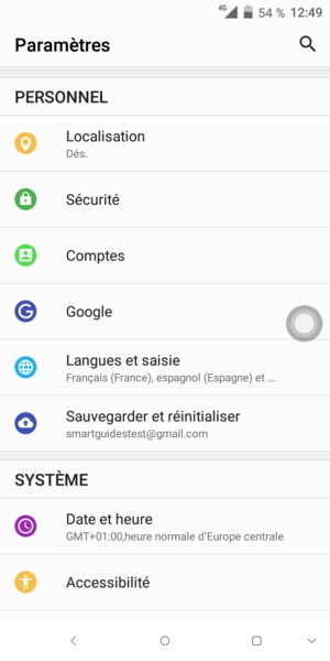 Pour modifier le code PIN de la carte SIM, allez dans le menu Paramètres et sélectionnez Sécurité
