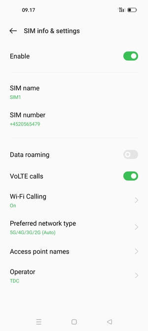 Select Access point names