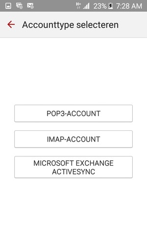 Selecteer POP3-ACCOUNT of IMAP-ACCOUNT