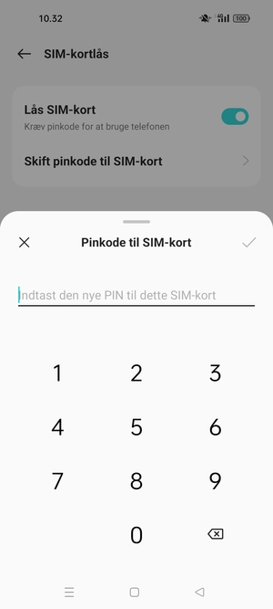 Indtast din Nye PIN-kode til SIM-kort og vælg OK