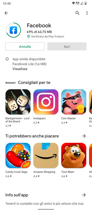 Attendi il completamento del processo di installazione