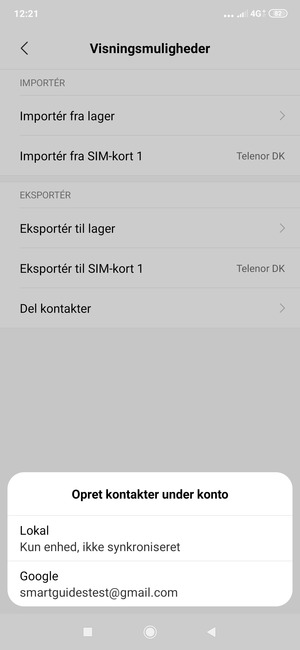 Vælg din Google konto